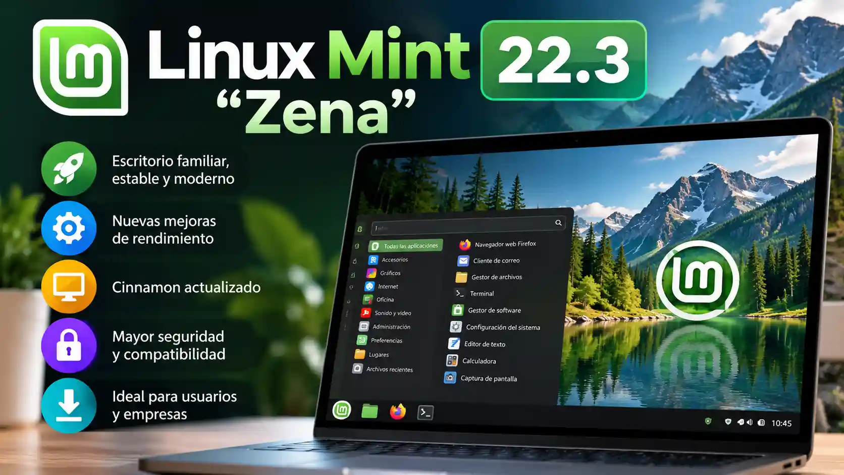Linux Mint 22.3 Zena Escritorio moderno